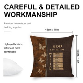 Zyknlrth 18x18 Inch God Say I Am Linen Throw Pillow Cover, Christian Bible Verse Decorative Pillow Covers, Christian Gifts Pillowcase for Home Bedroom Couch