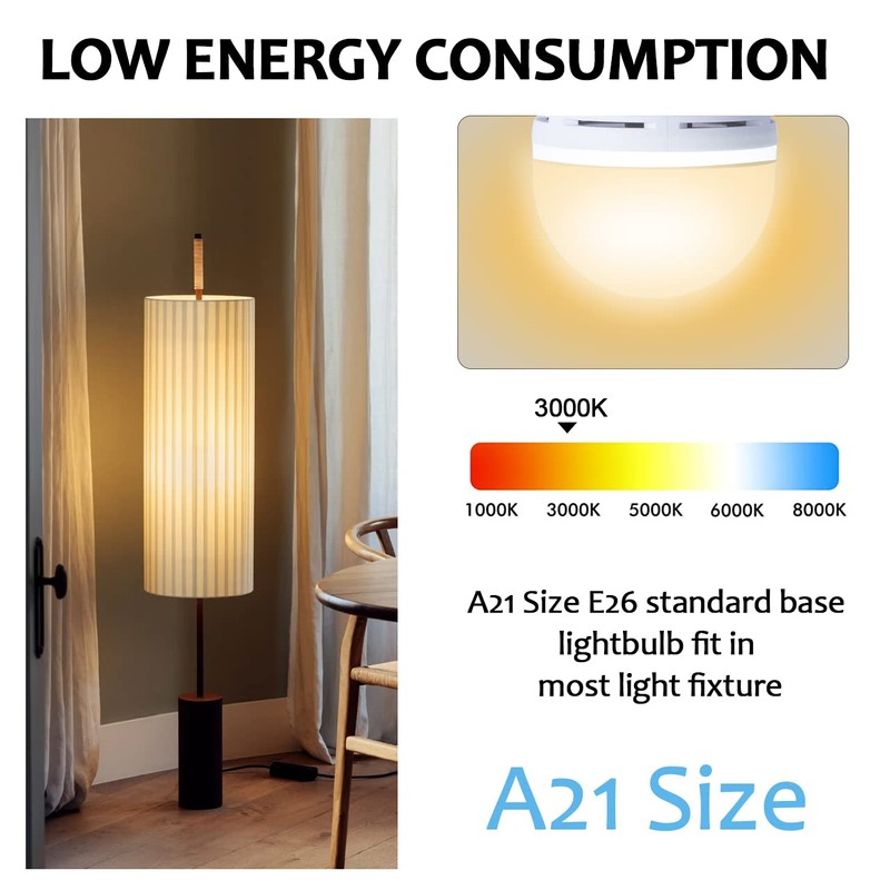 WAHADI 12 Pack A21 Rechargeable LED Bulbs 9W (60W Equivalent)