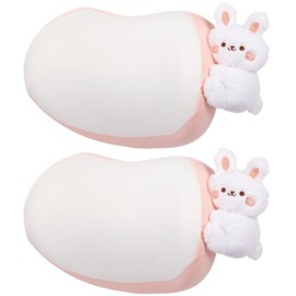 Homaisson 2 PCS Cute Car Neck Pillow for Driving, Soft Cotton Material with Adorable Bunny Design, Arc-Shaped for Comfort and Support, Ideal for Long Drives
