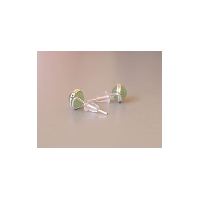 Silver-plated earrings made of gemstone aventurine