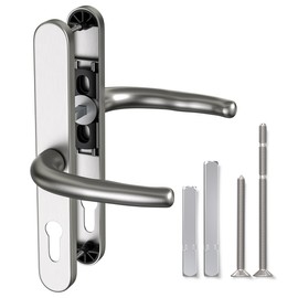Bwintech 1 Piece Satin Nickel Stainless Steel UPVC Door Handle Lever Split Lever Lever 60mm & 92mm Backset 211mm Screw Hole Spacing 243mm Panel Length Door Handles for UPVC Doors