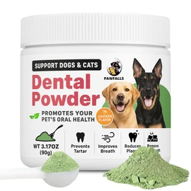 PAWFALLS Dental Powder for Dogs & Cats – Natural Plaque & Tartar Remover – Fights Bad Breath – Probiotic Oral Care Supplement Chicken Flavour