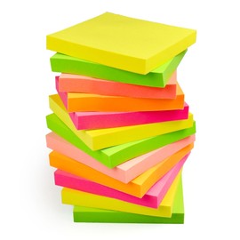 1200 Sticky Study Notes Bright Colours | 76x76mm (3"x3") - 12 Pads of 100 Sheets - Yellow, Pink, Orange Green, Peach | for Home and School Use - Revision, Studying, Brainstorming, Note Making