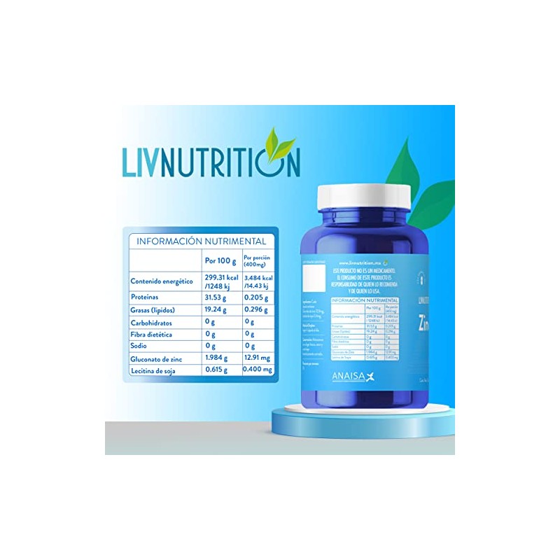 LIV NUTRITION Zinc Con Lecitina De Soya 650 Mg 60