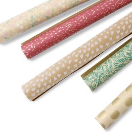BIOZOYG Joy Birthday Wrapping Paper 5 Rolls 2 x 0.7 m - Wrapping Paper Roll Made of Recycled Paper Sustainable Forestry - Gift Wrapping Paper Kraft Paper