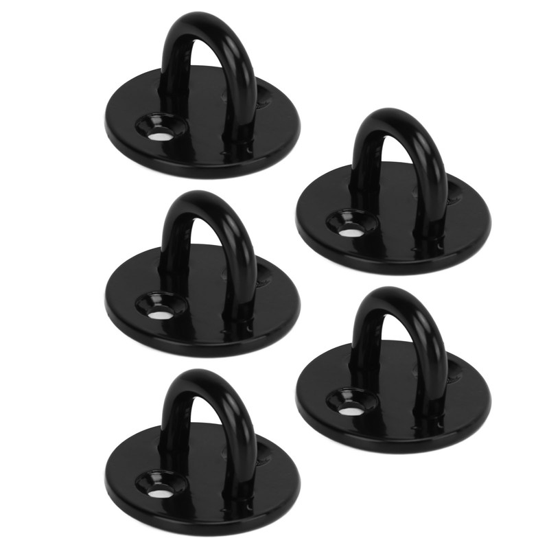 5Pcs Eye Plate Thickened Black Stainless Steel Enhanced Load Bearing