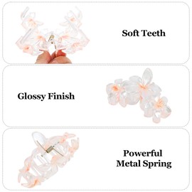 Amariver 4PCS Glitter Flower Hair Claw Clips - Non-Slip Thick/Thin Hair Claws, Strong Hold Hair Accessories for Women and Girls