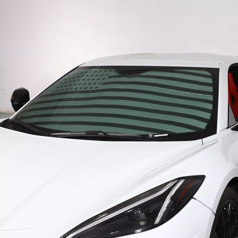 car-attention Windshield Sun Shade Visor US Flag UV Block Shield
