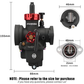 NIBBI PE24 Carburetor Kit, 24mm Carburetor with Foam Air Filter- Fit for 140cc 150cc Dirt Bike Pit Bike Apollo TaoTao Lifan Kayo SSR