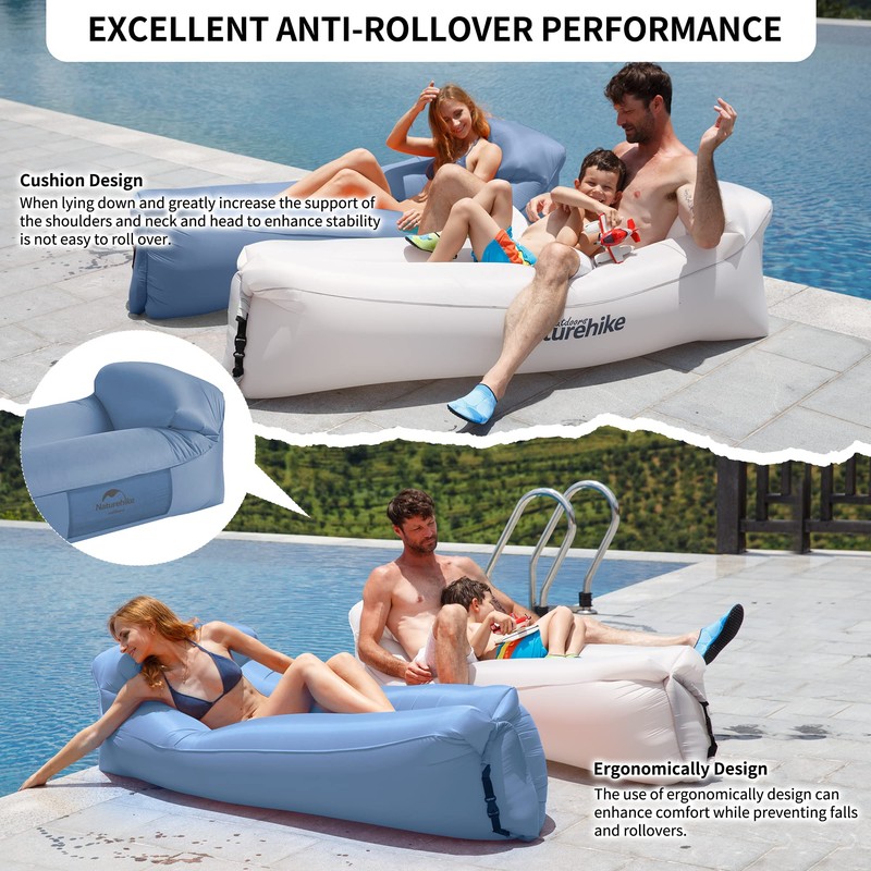 Naturehike Inflatable Recliner Chair, Waterproof Inflatable Sofa with Portable Backpack,