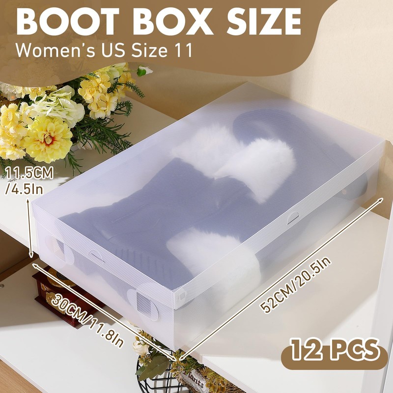 Sintuff 12 Pack Large Boot Storage Boxes with Lids for