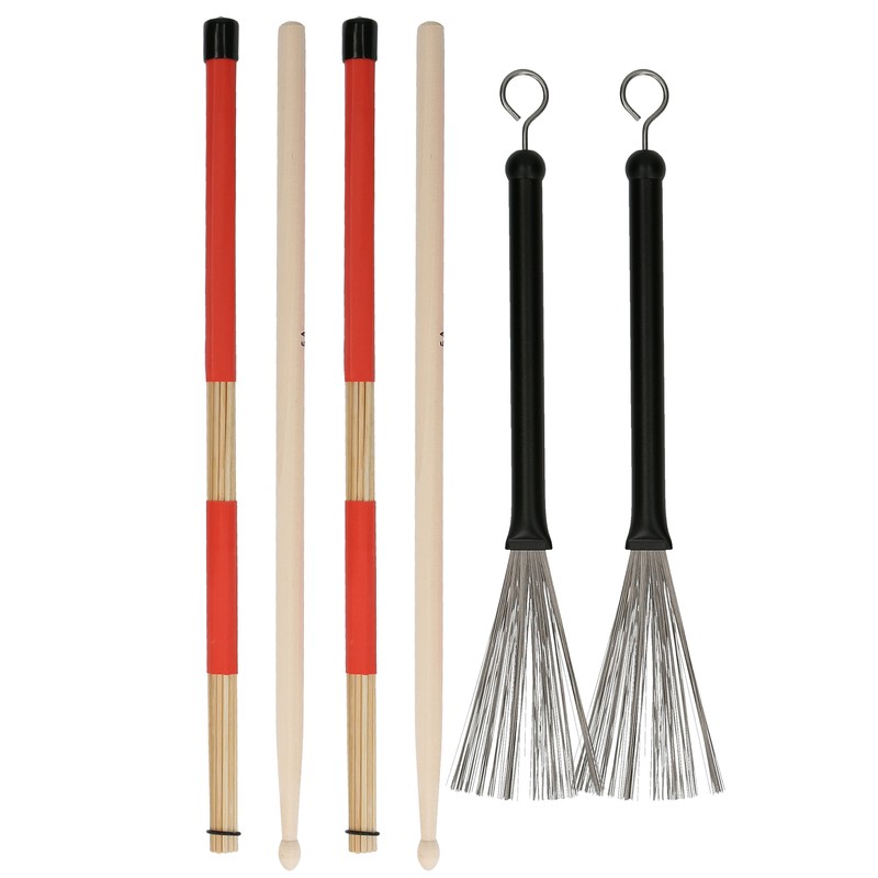Drum Stick Brush Set Jazz Retractable Metal Wire 5A Bamboo