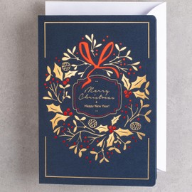 ART NUVO - Exclusive Christmas Cards - Set of 10 Identical Cards, 120 x 170 mm, Gold Plated and Embossed Christmas Motifs - Made from Decorative, Coloured Paper with Inserts and Envelopes