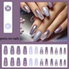 Hkanlre Purple Fake Nails Tips Shiny Gradient Press on Nails