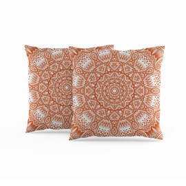 ggaimwf Moroccan Cushion Covers 40x40cm Burnt Orange Ethnic Boho Cushions Indian Style Abstract Mandala Arabesque Meditation Hippie Modern Throw Pillow Cover for Sofa Living Room Pillowcase Set of 2