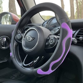 PINCTROT Comfy Grip Steering Wheel Cover, Anti-Slip Design, Universal 14.5-15 Inch(Silicone Purple)