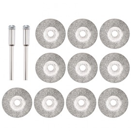sourcing map 10 Pcs 25mm Diamond Coated Cutting Wheels with 2 Pcs 3mm Mandrels for Rotary Tool