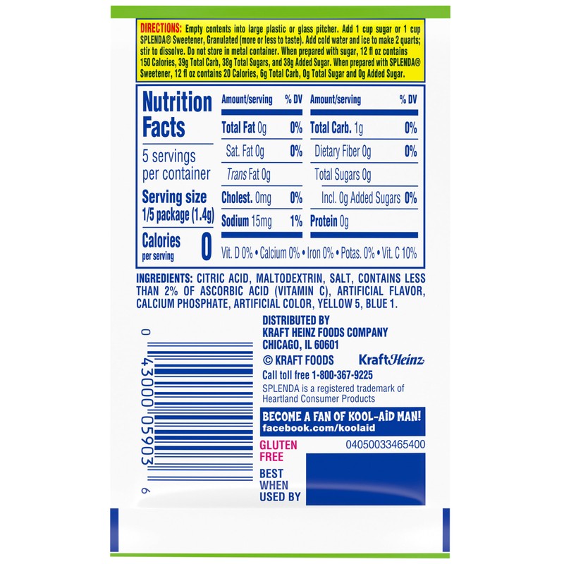 Kool-Aid Unsweetened Caffeine Free Green Apple Zero Calories Powdered Drink