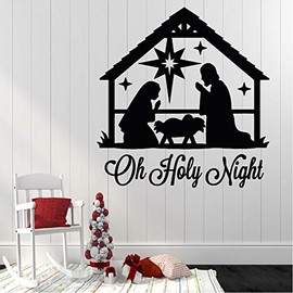 Nativity Christmas Decorations Wall Decals - Religious Clings Stickers for Home Outside Window Door - Xmas New Year Holiday Party Winter Décor NT018