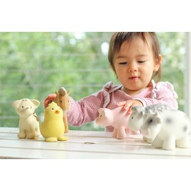 Tikiri Farm Animal Fully Enclosed All Rubber Bath Teether Toys Set of 6