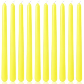 10 Inch Yellow Taper Candles for Summer Parties, 10 Packs Unscented Candlesticks for Dinner Birthday Seasonal Celebration and Home Decoration