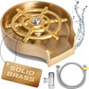 Solid Brass Glass Rinser for Kitchen Sink – Efficient, High-Pressure Cup Washer for Sink attachment – No Rust – 5 In. Wide Glass Cup Cleaner for Sink with all Glass Washer Install Parts by Ash Harbor