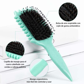 Peine para peinar el cabello rizado, peine para peinar el cabello largo, peine con colchón de aire, cepillo para peinar el cabello, cepillo rizador elástico (verde)