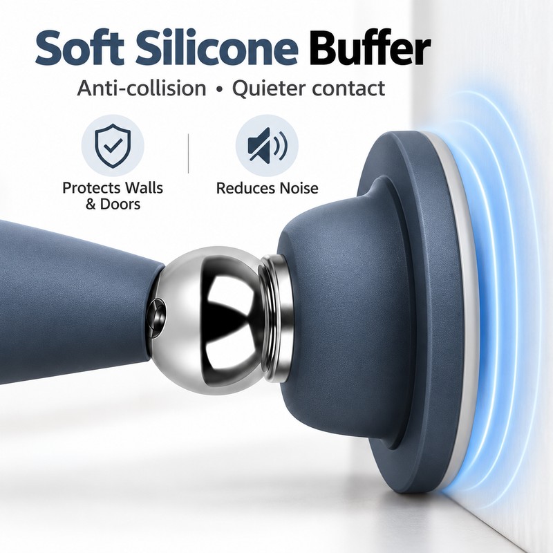 No-Drill Magnetic Door Stopper for Home Doors – Silicone Anti-Collision
