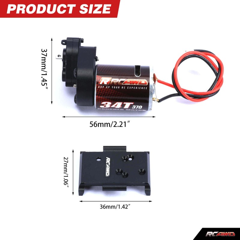 RCAWD CR18P 370 Motor 34T Metal Gearbox Combo Transmission for