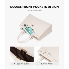 LOVEVOOK Laptop Tote Bag for Women, Leather Business Office Work Bag Computer Briefcase with Small Clutch fit for 15.6 Inch Laptop Beige