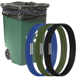 3 Pcs Heavy Duty Trash Can Bands 71 Inch, Durable Elastic Bands for 55 65 96 Gallon Outdoor Trash Cans, Garbage Bag Holder for Yard Garage Camping, Black Blue Green