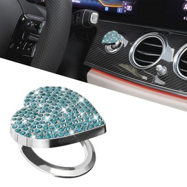 QZTYTY Bling Car Engine Start Button Cover, Car Push Start Button Accessories, Rhinestone Engine Start Button Cover, Universal Ignition Button Car Accessories Compatible with Women (Light Blue)