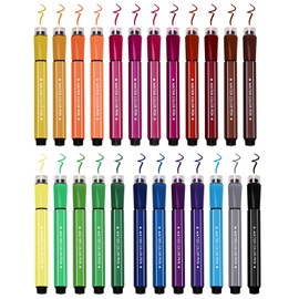 Washable Colouring Pens Set Watercolour Brush Pens Kit Felt Tip Stamper Markers Colouring Pens Drawing Pens Water Colour Pen with Storage Box for Drawing Colouring Doodling DIY Crafts, 24 Colours