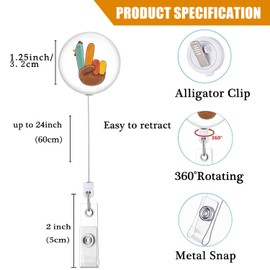 Thanksgiving Badge Reel Retractable ID Clip Cute Funny Turkey Badge Holder Holiday Nurse Teacher Student Office Staff Name Tag Decor Badge Clip