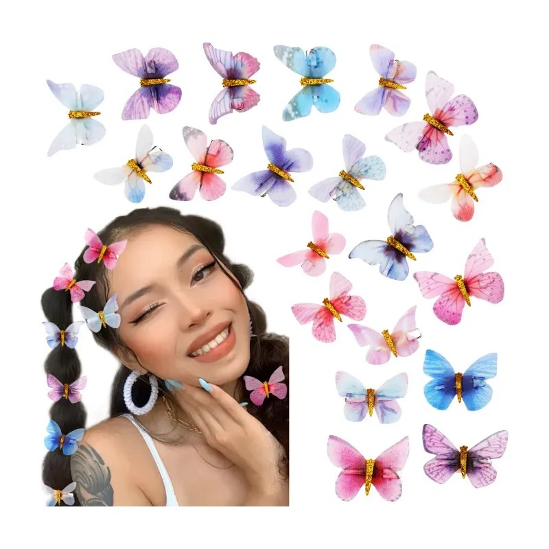20 Pzs Para El Pelo Con Forma De Mariposa Cabello