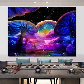G-LIKE Tapestry Wall Towel UV Reactive Wall Hanging - 3D Digital Printed Colourful Decorative Fabric Decoration for Living Room Bedroom Party Holiday