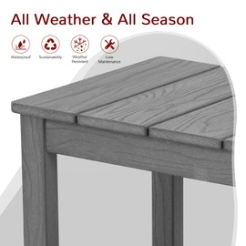 Stoog All-Weather Patio Side Table, 2-Tier Rectangular Outdoor Side Table, Adirondack Side Table, Easy Maintenance, Grey