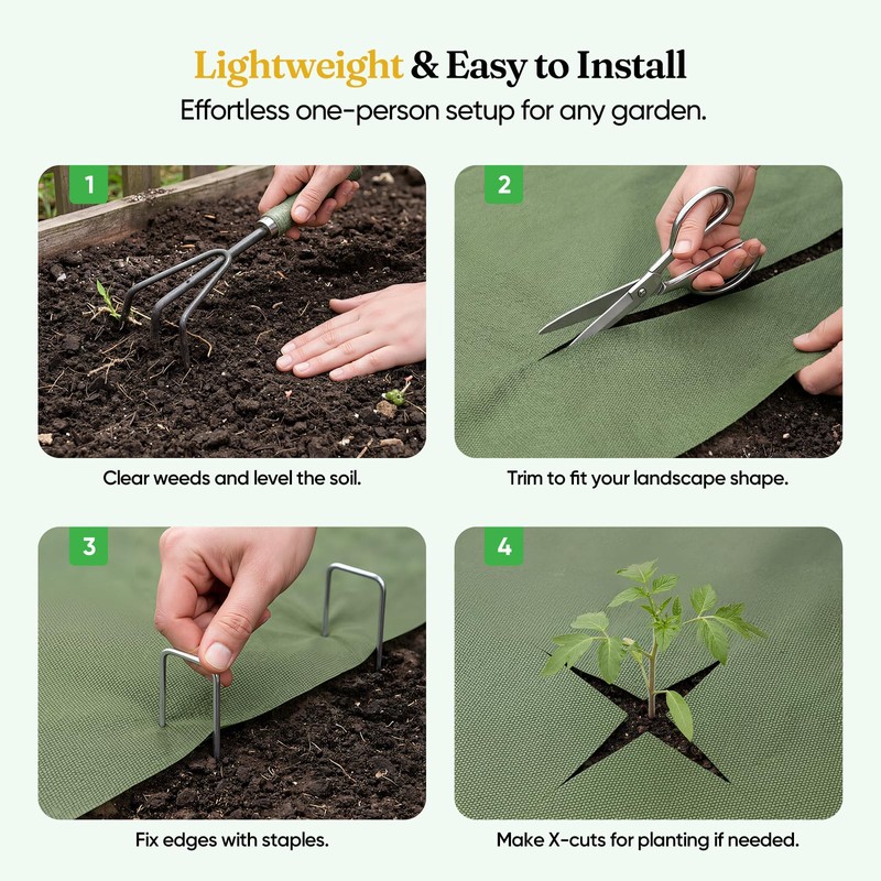 Grenebo Weed Barrier Fabric, 4FT x 100FT, Non-Woven Landscape Fabric,