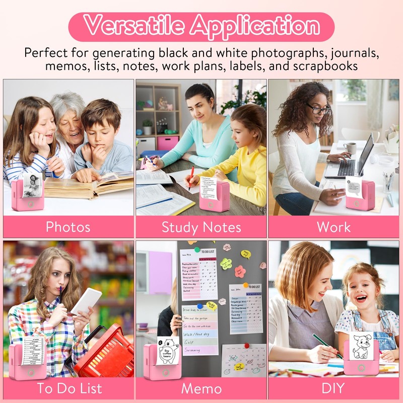 HUIJUTCHEN Mini Printer, Portable Inkless Label Maker Wireless Bluetooth Photo