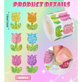 Blumen Sticker 3D 500 Stück Blumen Aufkleber, Scrapbook Travel Sticker Set, Bunte Aufkleber Kinder Sommer, Geschenkaufkleber Geburtstag für Scrapbooking, Umschläge, Geschenke (C)