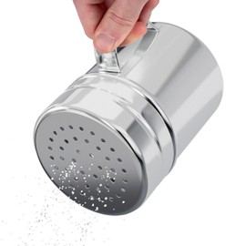 CUSINIUM 10oz Stainless Steel Salt Pepper Dredge Shaker - with Plastic Cap - with Handle