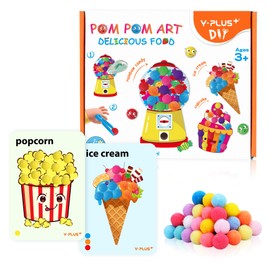 YPLUS Pompoms Art Crafts Kits, Toddler DIY Sensory Activities for Kids Ages 1-3 2-4 3-5, Finger Motor Art Supplies - Theme Food