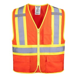 KAYGO Safety Vest with Pockets - High Visibility Reflective Vest ANSI Class 2 Construction Vest (Type R, Not FR) KG0100 (S, Orange, 1 Pcs)