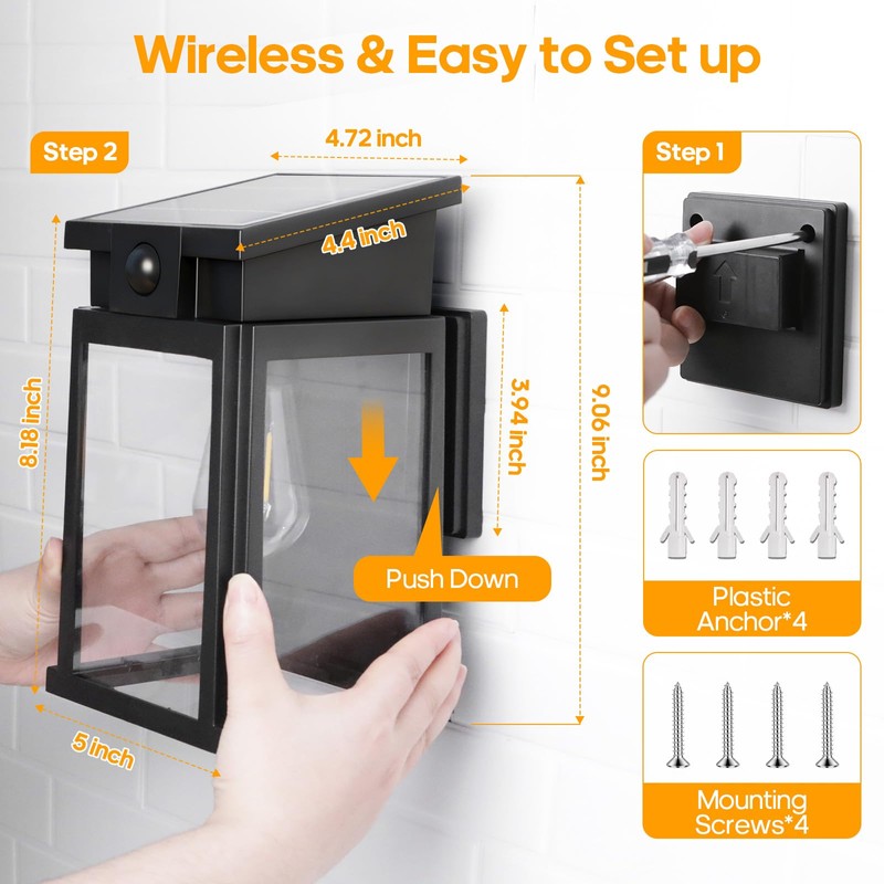GOODEA 2 Pack Solar Wall Lights Outdoor Waterproof with Motion