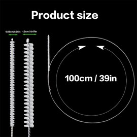 Visxcnu Pack of 4 1 m Bottle Brush Hose Brush Cleaning Brush Stainless Steel Extra Long Brush Hose Brush Cleaning Brush Tube Brush for Straw Pipe, Hose, Bottles, Fridge Drain