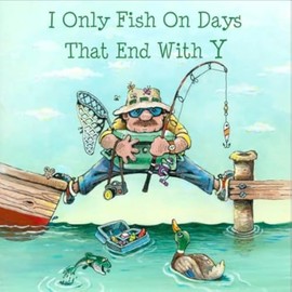 Sunlight Art "FISHING FANATIC 11"x11" Suncatcher Window Panel with Image by Renowned Artist Gary Patterson, designed to be Illuminated by the Sun, Similar to Stained Glass Art