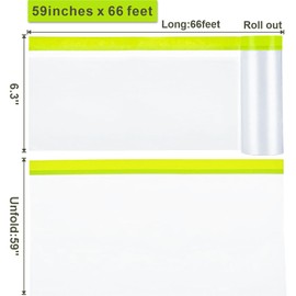 Easu Pre-Taped Masking Film 2 Rolls 59" x 66' Automotive Painters Tape and Plastic Painting Film for Covering Cars Walls Windows and Floor Furniture Protection