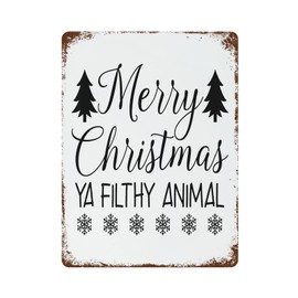 Wodevor Merry Christmas Ya Filthy Animal Tin Signs Xmas Holiday Decor Aluminum Metal Sign Outdoor Signs and Decor Vintage for Bar Laundry Room Yard Ranch Pub 12x16 in
