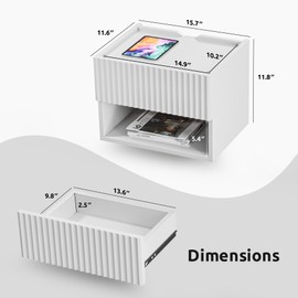 Floating Nightstand Bedroom Bedside Table - Wood Night Stand Set 2 for Small Spaces, Wall Mounted Cabinet with Storage Drawer, White Modern Night Stand for Dorm Hallway Entryway