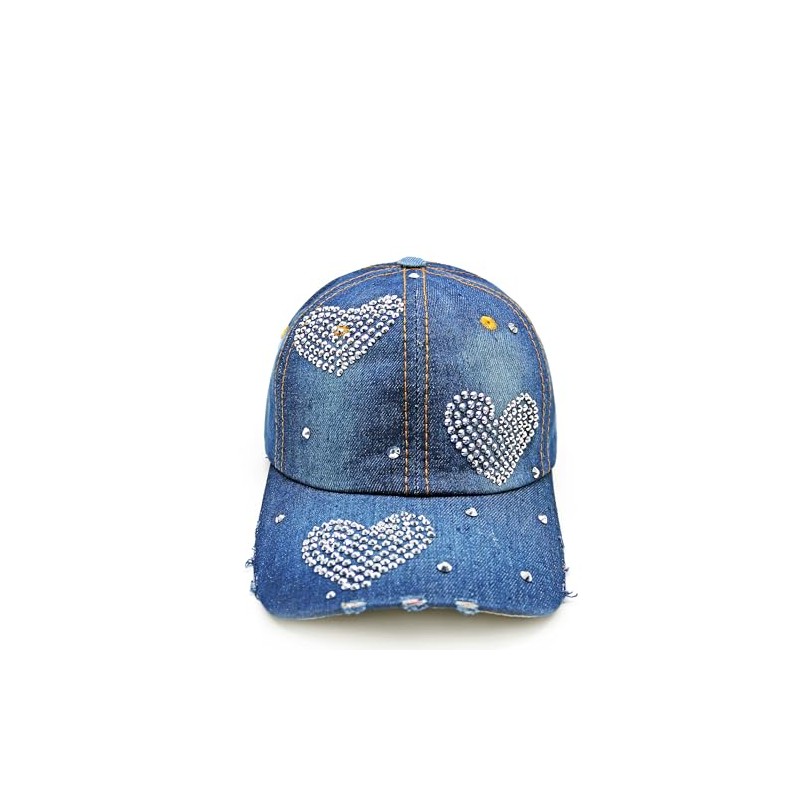 Topstyle Jeans Cap in Vintage Style with Star and Rhinestones,
